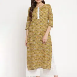 Sringam Mustard Printed Straight Kurta-image-67