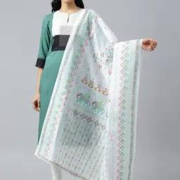 W White Printed Dupatta-picture-16