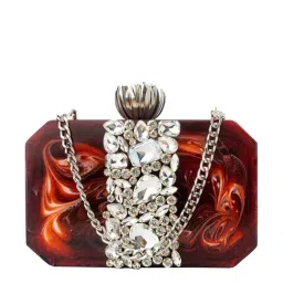 NR by Nidhi Rathi Maroon Metal Clutch-55
