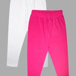 Kiddopanti Kids White & Pink Solid Leggings (Pack Of 2)-image-47