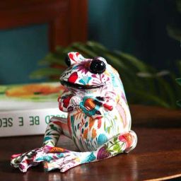 The Artment Multicolor Resin Rainbow Tagged Frog Showpiece-image-88