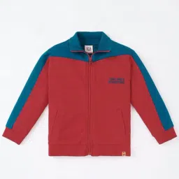 Ed-a-Mamma Kids Red & Blue Cotton Color Block Full Sleeves Jacket-picture-33