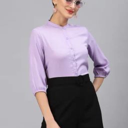 Style Quotient Women Solid Lilac Polyester Formal Shirt-image-57