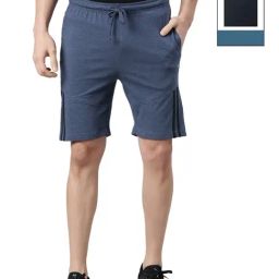 Force NXT Blue Melange & Navy Cotton Regular Fit Shorts - Pack Of 2-image-40