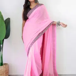 Saree Mall Pink Embellished Sarees With Unstitched Blouse-image-85
