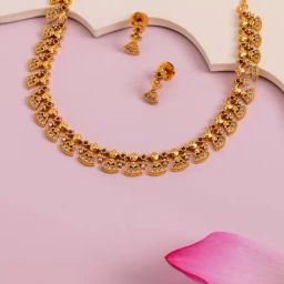 Kushal's Fashion Jewellery Ruby Gold Polished Antique Necklace Set for Women-picture-28