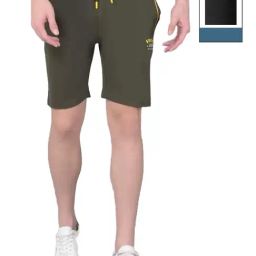 Force NXT Olive & Charcoal Melange Cotton Regular Fit Shorts - Pack Of 2-picture-4