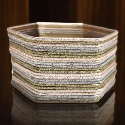 OOMPH Gold Oxidised RimJhim Shimmer Hexagon Shape Round Bangle-31
