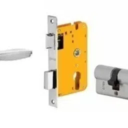 Dorset 60 mm Lever Handle Lock Set With Both Side Key Cylinder Silver Chrome HL ZA-3