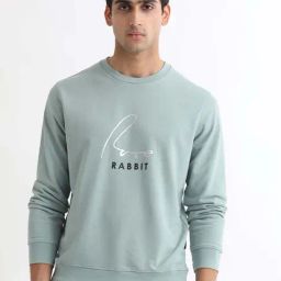 Rare Rabbit Blue Relaxed Fit Graphic Sweatshirt-44