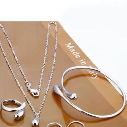 Peora Silver-Plated Necklace Earrings Finger Ring Bracelet-image-74