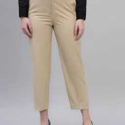 Cantabil Beige Regular Fit Solid Formal Trousers-picture-12