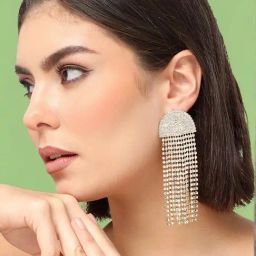Sohi Gold Plated Party Designer Stone Dangler Earrings image 2