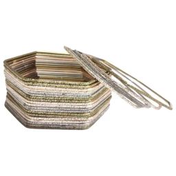 OOMPH Gold Oxidised RimJhim Shimmer Hexagon Shape Round Bangle image 3