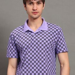 GET GOLF Checked Polo Collar Cotton T-shirt-image-77