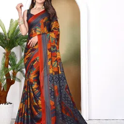 SUPERLAXMI Abstract Printed Pure Chiffon Saree-15