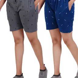 GUIDE Women Pack Of 2 Conversational Printed Cotton Regular Shorts-85
