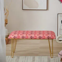 Chumbak Kitsch Earthy Ikat Pink Peach Iron Bench-image-9