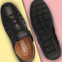 Fausto Men's Black Fisherman Sandals-picture-33