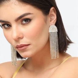 Sohi Gold Plated Party Designer Stone Dangler Earrings image 3