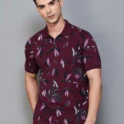 Code by Lifestyle Maroon Regular Fit Printed Polo T-Shirt-picture-10