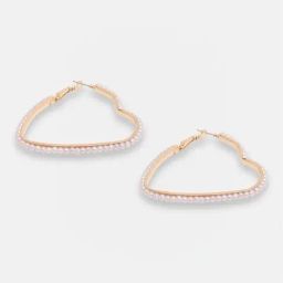 Sohi Gold Plated Party Designer Stone Hoop Earrings-9