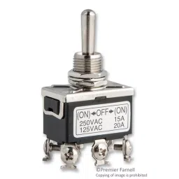 MULTICOMP PRO Toggle Switches SWITCH, TOGGLE, DPDT, 20A, 125V, SPC21174-9