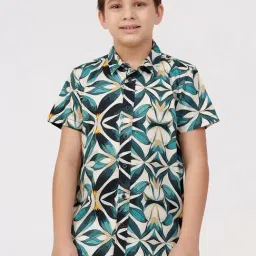 Kate & Oscar Boys Green Cotton Printed Shirt-image-21