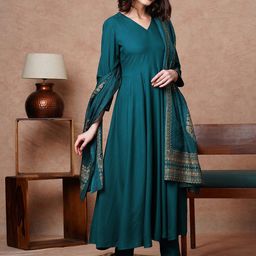 DIVASTRI Regular Kurta with Trousers & With Dupatta image 2