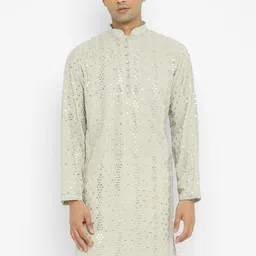 Devyom Men Embroidered Regular Thread Work Kurta with Pyjamas image 3