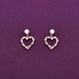 Kai Jewel Sterling Silver Intricate Heart Pearl Rose Gold Earrings for Women-image-40