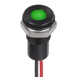 RS PRO Green Panel Mount Indicator 24V DC, Mounting Hole Size 8 mm, Termination Type Lead Wires, IP Rating IP67, Model No 1329154-1