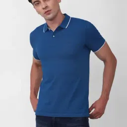 Peter England Casuals Blue Slim Fit Polo T-Shirt-picture-19