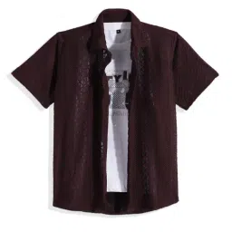 Charchit Boys Violet Comfort Fit Shirt with T-Shirt-image-50