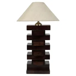 Tucasa SHS-79 Mango Wood Cotton B-22 Table Lamp 21 Inch (Brown and Beige)-10