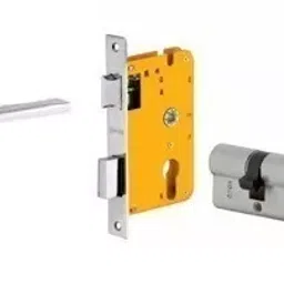 Dorset 60 mm Lever Handle Lock Set With Both Side Key Cylinder Silver Chrome HL PIE-15