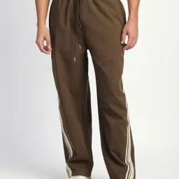 The Bear House Brown Straight Fit Striped Trackpants-image-35