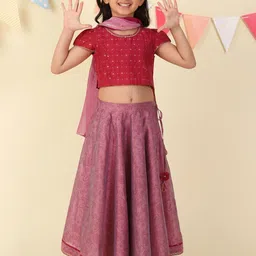 Fabindia Girls Woven Design Sequinned Cotton Silk Ready to Wear Lehenga Choli-picture-49