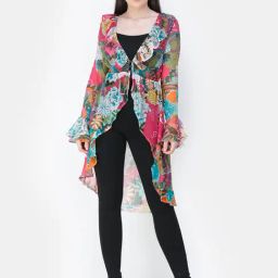Cation Multicolor Floral Print Shrug-image-6