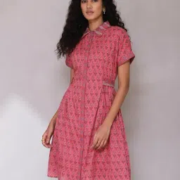 aarke Ritu Kumar Pink Printed Shirt Dress-image-82
