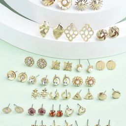 Zaveri Pearls Set of 25 Gold Tone Contemporary Studs Earrings-ZPFK15135-95