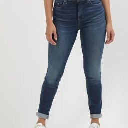TOMMY HILFIGER Dark Blue Cotton Slim Fit Mid Rise Jeans-picture-6