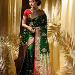 Anjaneya Sarees Green Woven Design Saree with Unstitched Blouse-picture-14