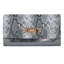 Lino Perros Grey Textured Small Tri-Fold Wallet for Women-90