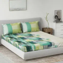 Ddecor Live beautiful Primary Green 144 TC Cotton Queen Bedsheet with 2 Pillow Covers-image-92