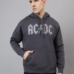 Free Authority Grey Cotton Blend Oversized Prined Hoodie-picture-12