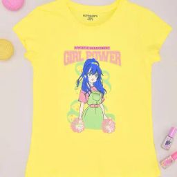 Pantaloons Junior Girls Light Sulphur Cotton Character Based T-Shirts-image-57