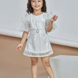 Peppermint Kids White Polyester Straight Fit 1 Dress-picture-3