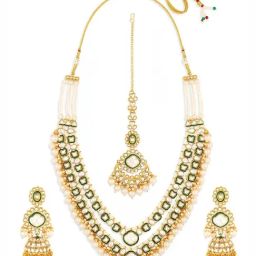 Zaveri Pearls Green Mere Meenakari Royal Layered Necklace Earring & Maangtikka Set-image-98