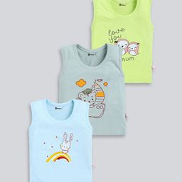 MoonKids Infants Pack Of 3 Printed Cotton Basic Vests-43